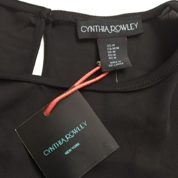 NWT Cynthia Rowley Black Laced Blouse Size Medium - Picture 8 of 8
